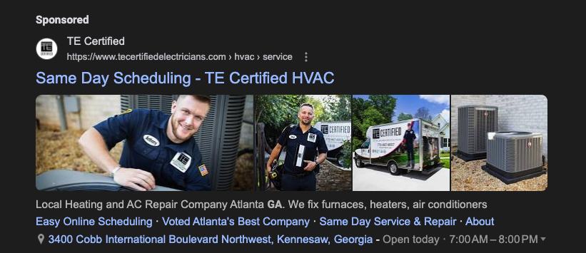 image of a google search ad