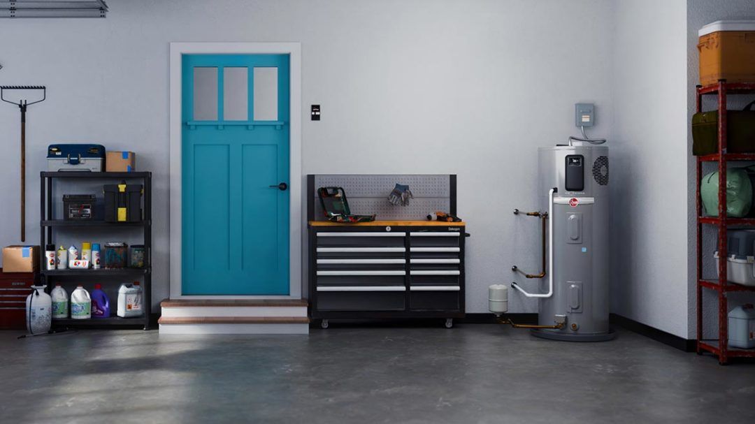 Heat pump water heater in garage