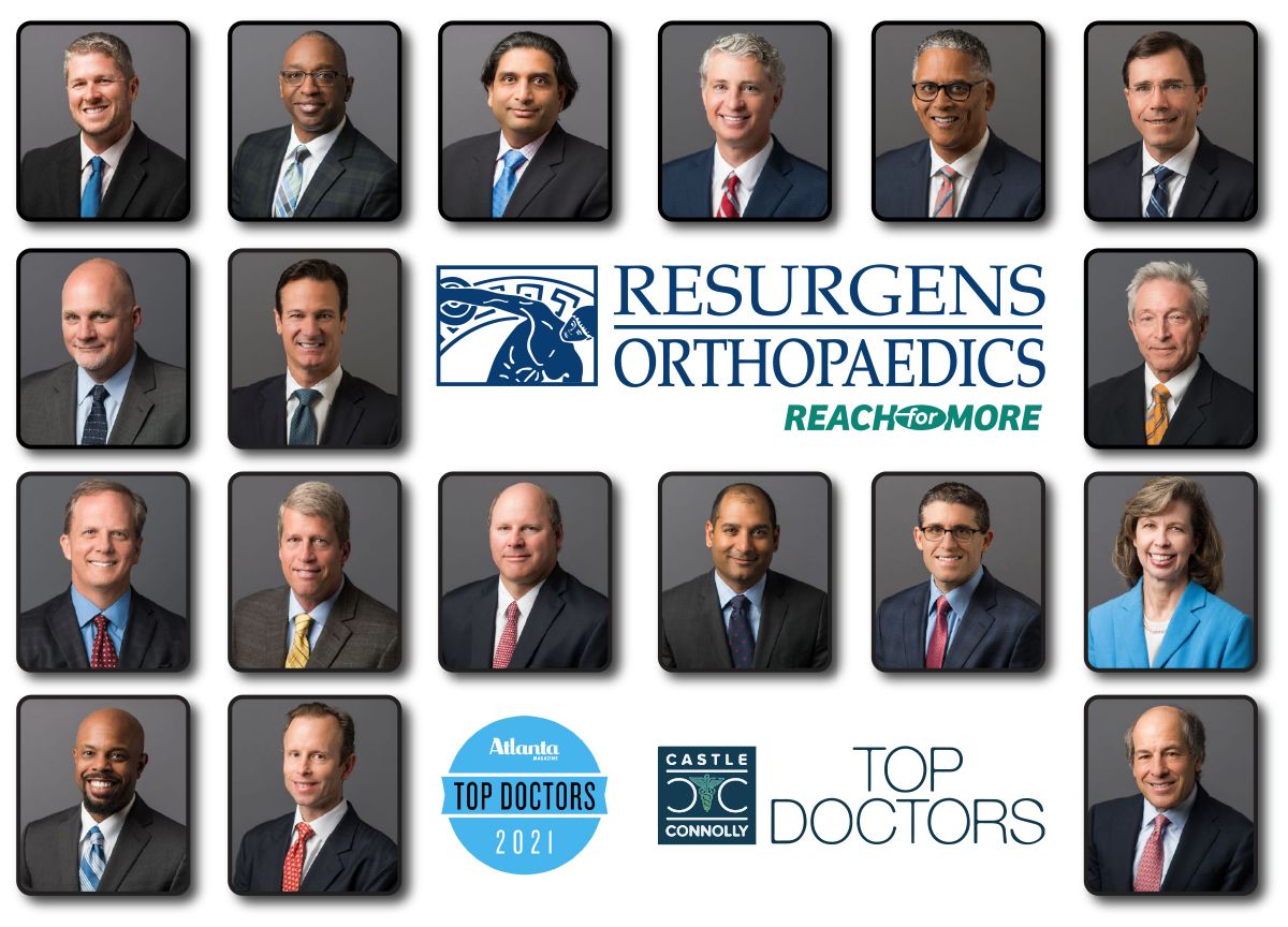 A designed collage depicts Resurgens' winners of the 2021 Castle Connoly awards for top doctors.