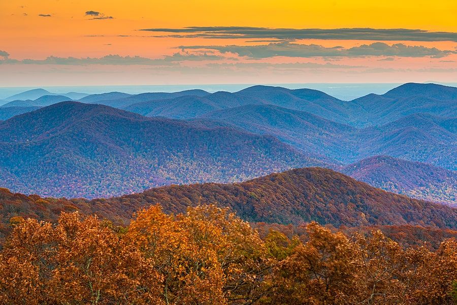 Sunset over the mountains in Georgia