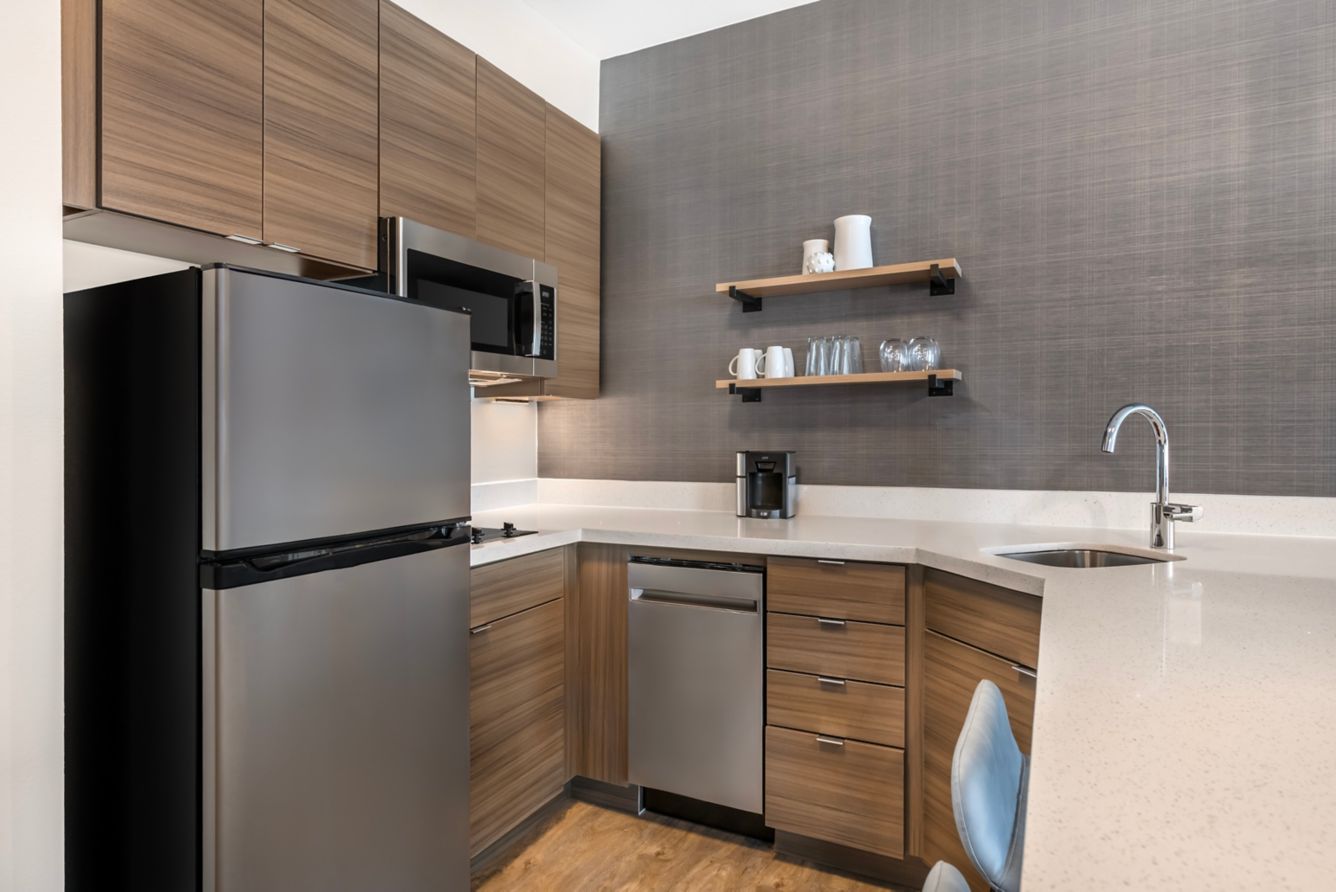 Residence Inn by Marriott Custom Guest Kitchen Cabinetry and Quartz Countertops