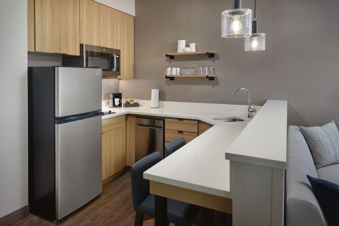 Courtyard and Residence Inn Dual Brand by Marriott Custom Guestroom Kitchen Cabinetry and Quartz