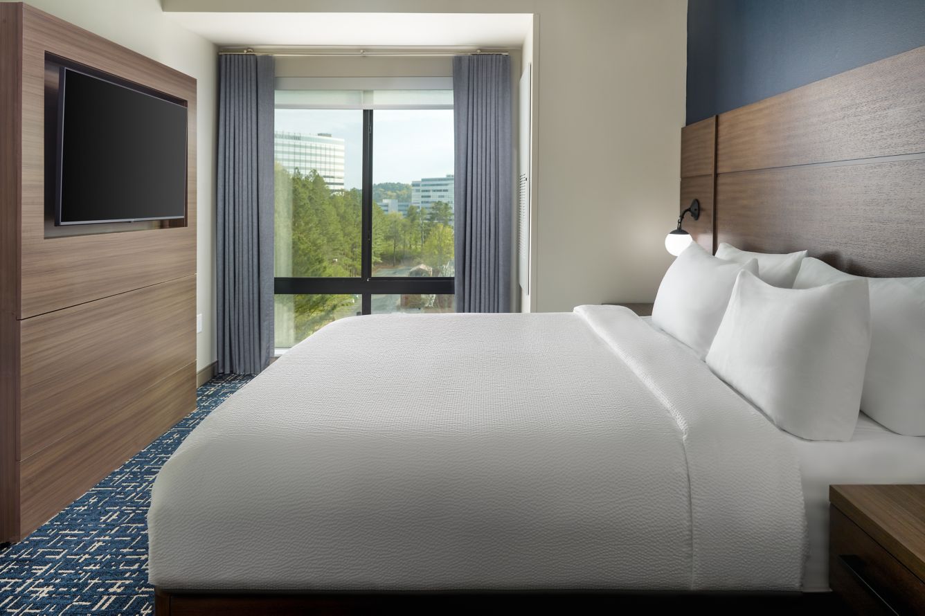 Courtyard and Residence Inn Dual Brand by Marriott Custom Guest Bedroom TV Wall Millwork
