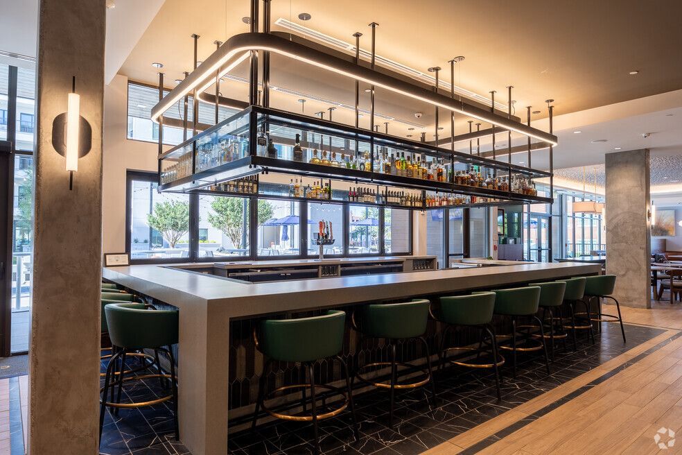 The National Apartments Lobby Bar with Custom Millwork and Quartz Countertops