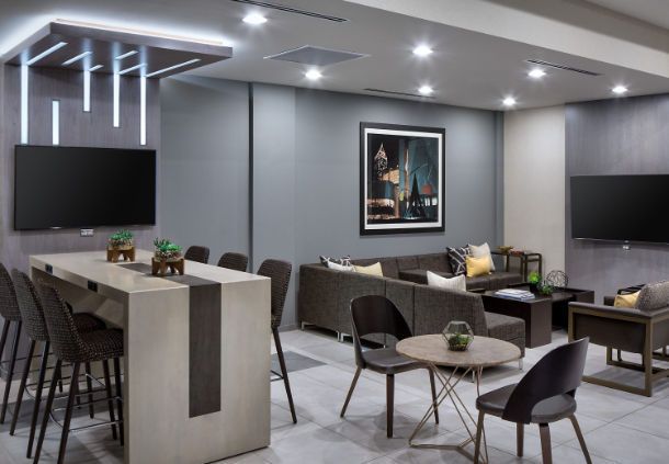 Marriott Custom Public Area Seating Millwork and Quartz