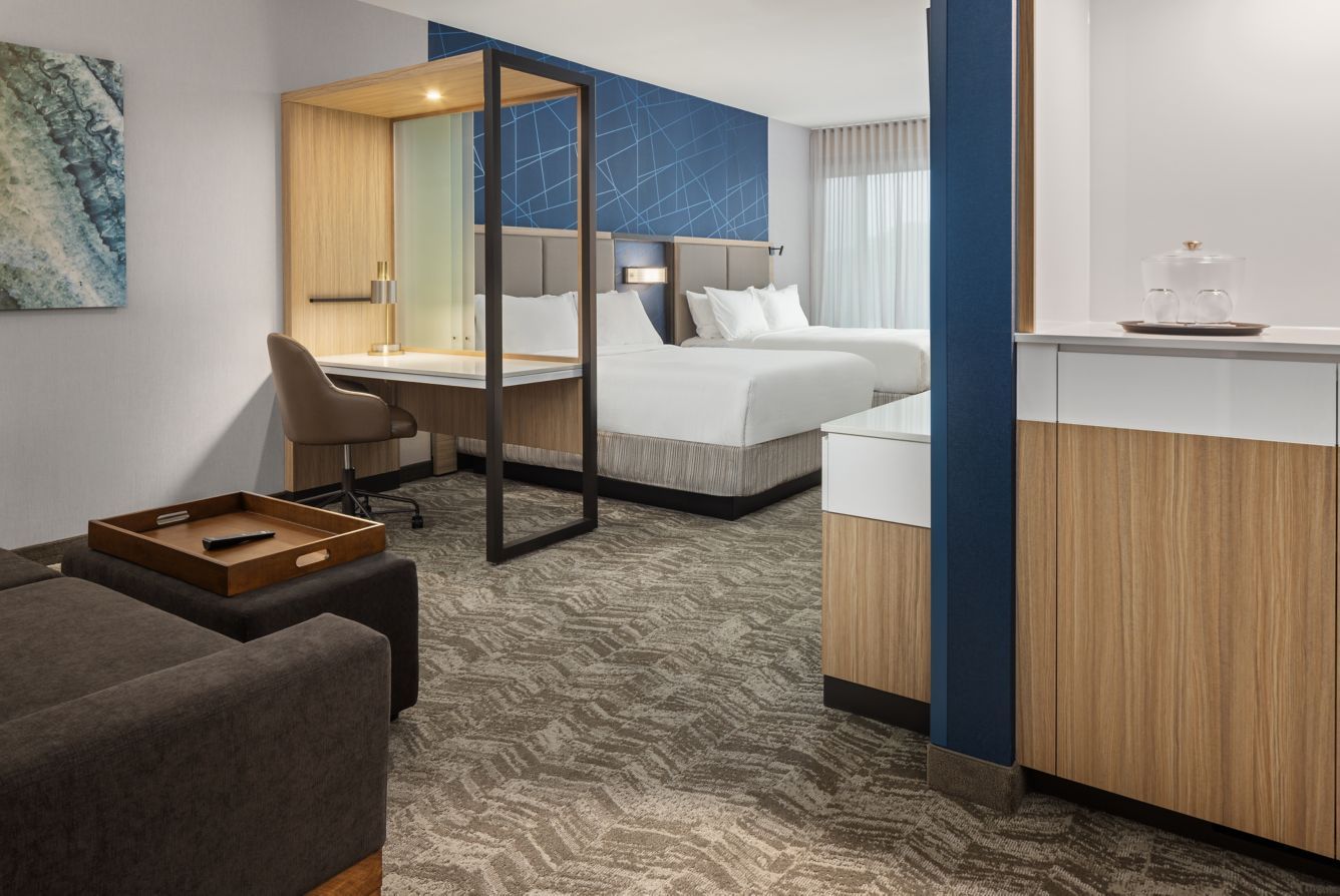 SpringHill Suites by Marriott Custom Guestroom Dry Bar Casework and Quartz Countertops
