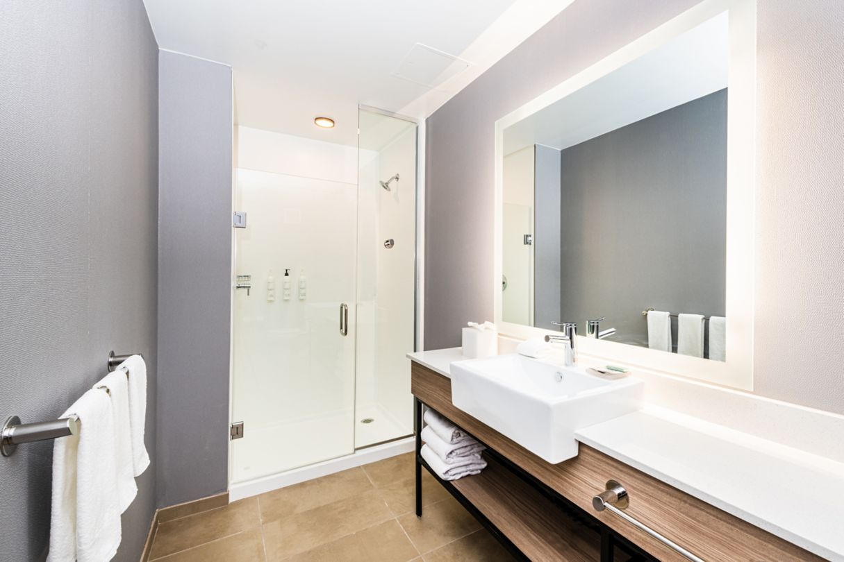 Springhill Suites by Marriott Hotel Guestroom Vanity, Shower Surrounds, Shower Pan, and Shower Door