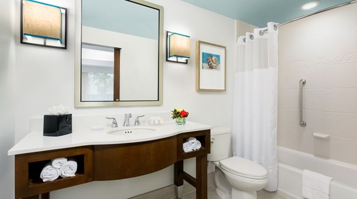 Hilton Garden Inn Custom Bath Vanity Millwork Base and Quartz Top