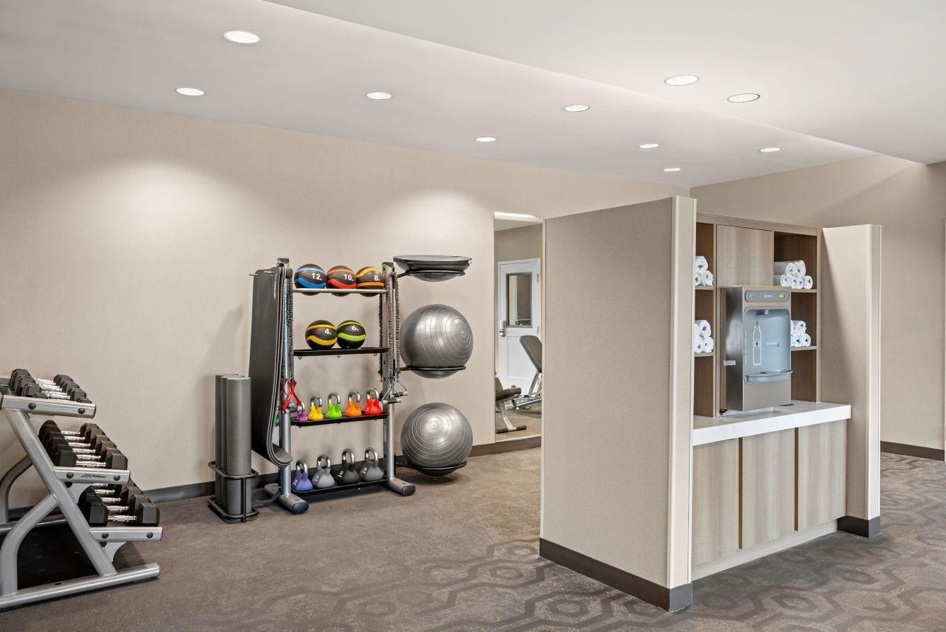 Residence Inn Custom Fitness Center Hydration Station Casework and Quartz Counters