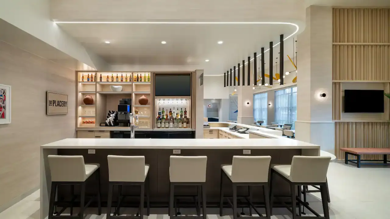 Hyatt Place Custom Bar Area Millwork, Counters, and Focal Wall