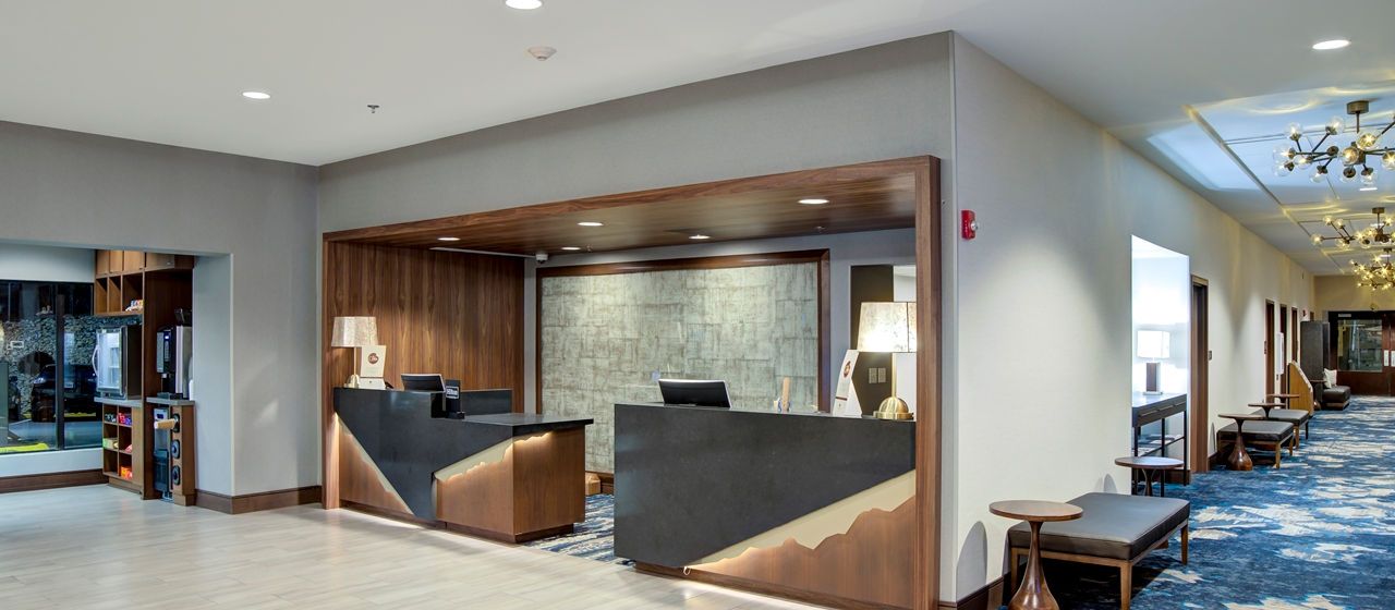 Doubletree Custom Lobby Millwork and Quartz Countertops