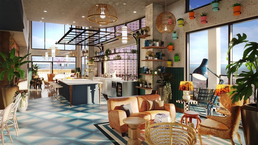 Skyline 776 Custom Common Area Space Quartz Counters