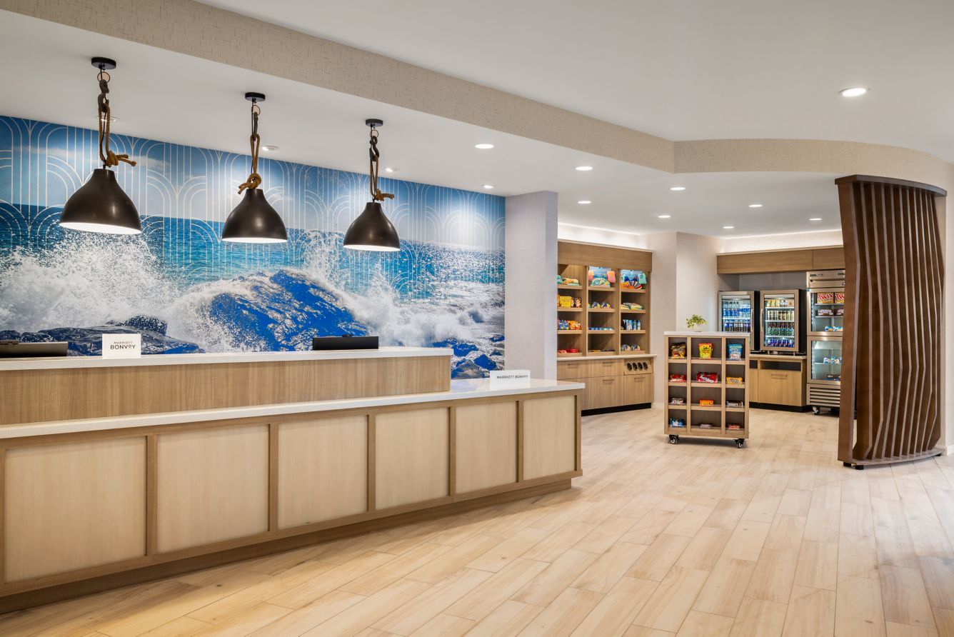 Springhill Suites by Marriott Custom Front Desk and Marketplace Millwork and Quartz