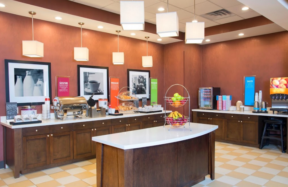 Hampton Inn Breakfast Buffet Millwork and Quartz Counter