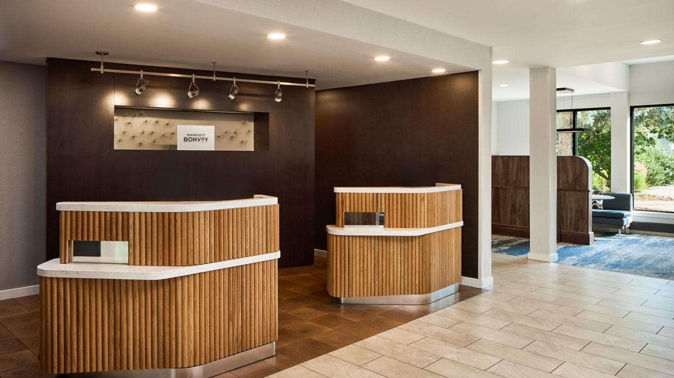 Courtyard by Marriott Custom Millwork at Reception Desks in Lobby