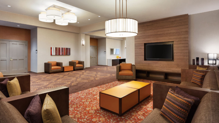 Hyatt House Custom Lobby Millwork Wall