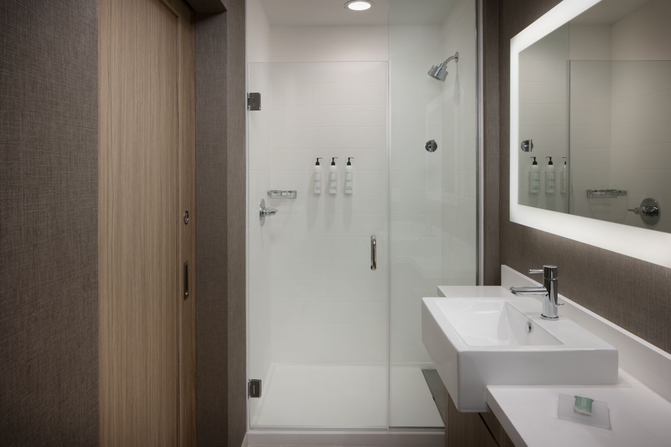 Springhill Suites by Marriott Custom Sliding Barn Door and Quartz Vanity Top