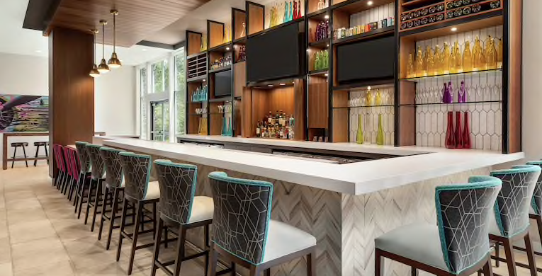 Hilton Garden Inn Custom Bar Quartz and Millwork