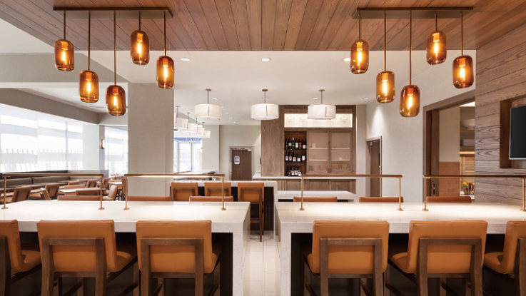 Hyatt House Custom Public Area Ceiling and Wall Millwork and Countertops