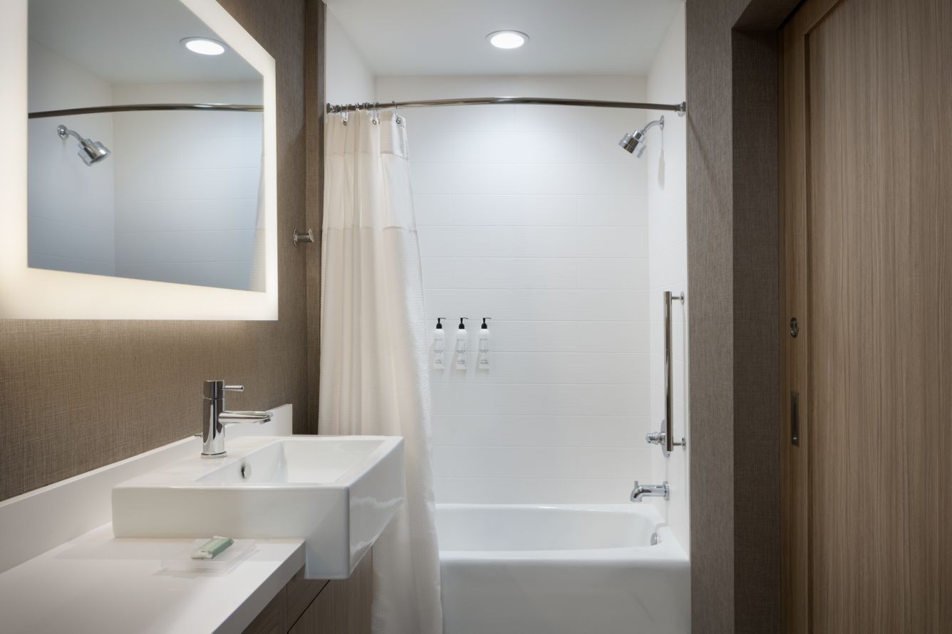 Springhill Suites by Marriott Custom Guestroom Bathroom Vanity Millwork and Quartz Counters