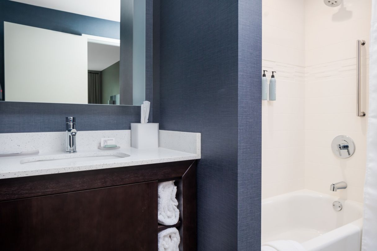 Residence Inn by Marriott Guestroom Vanity Cabinet and Quartz Countertops