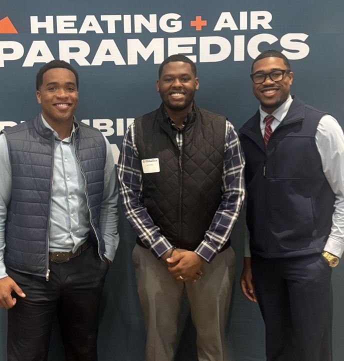 Heating + Air Paramedics franchisee in Plano, Texas, led by owner Treveon Carter alongside operating partners Marquez Johnson and Adrian Henry