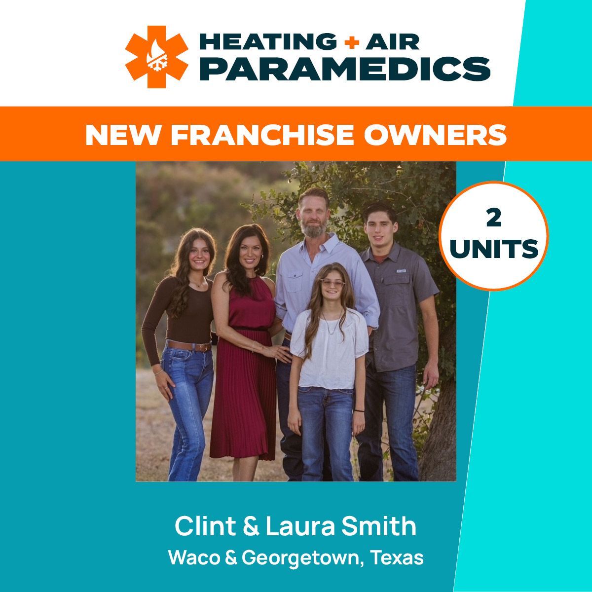 New Heating + Air Paramedics franchisees Clint and Laura Smith, in Waco and Georgetown
