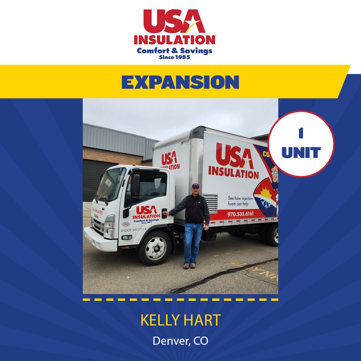 Kelly Hart is the new USA Insulation franchise owner of another Denver territory!