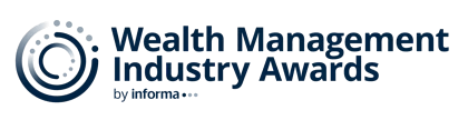 Wealth Management Industry Awards logo with circular design and text by Informa in blue.