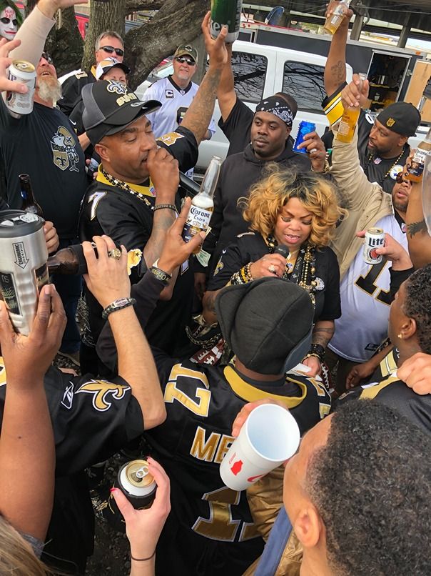 New Orleans Saints fans celebrate first game of season