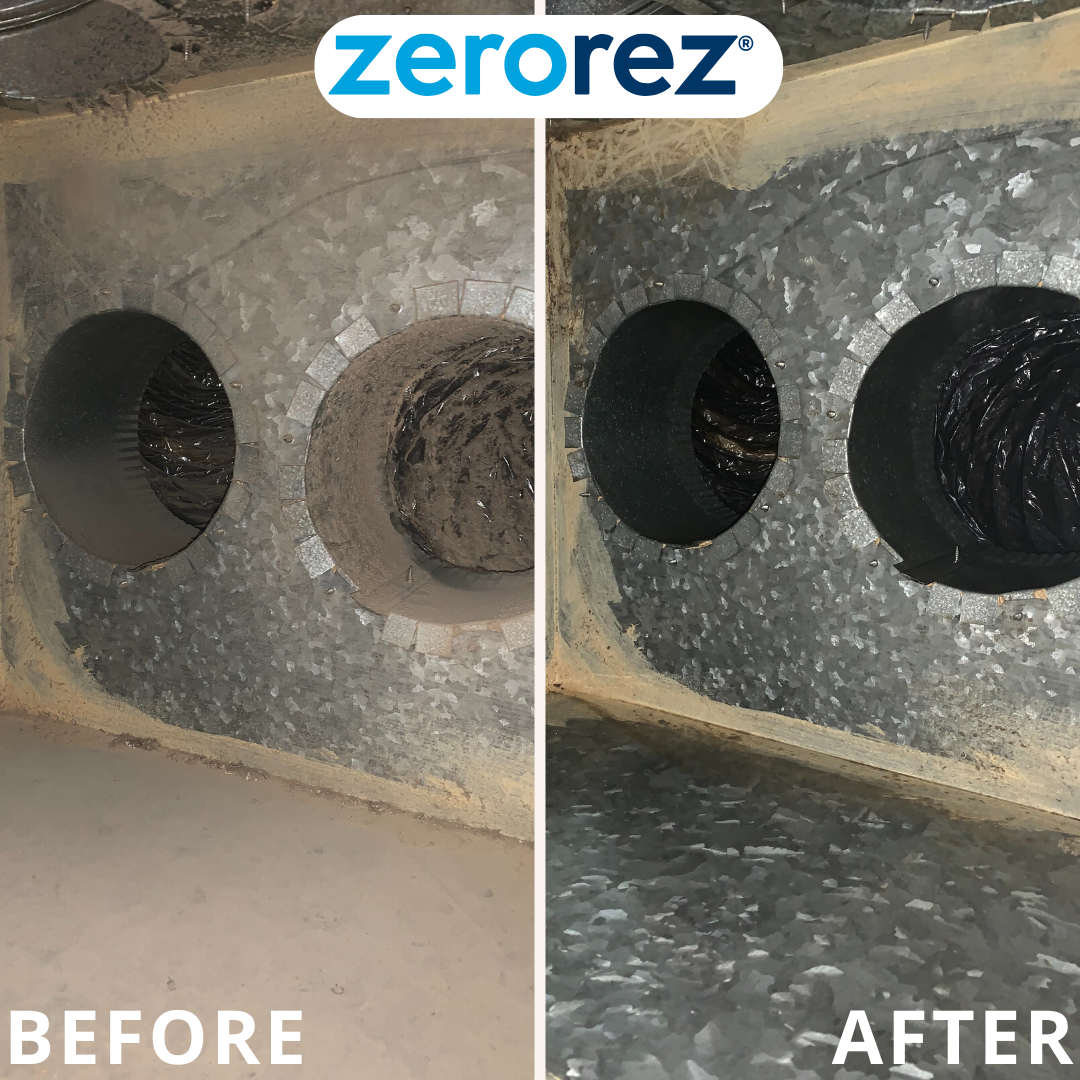 before and after cleaning air ducts with Zerorez®