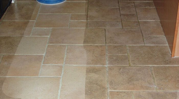 tile floor where half is clean