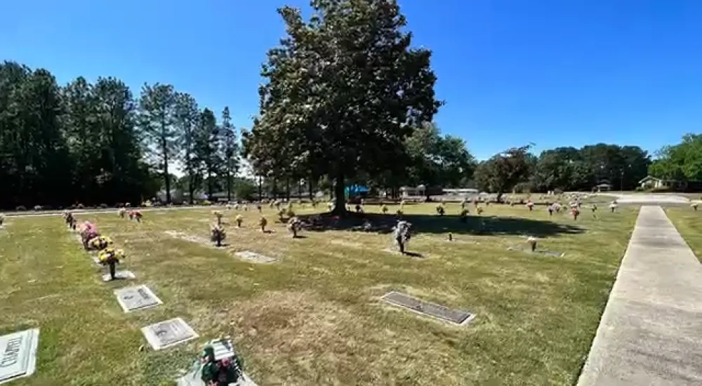 a cemetery with many people