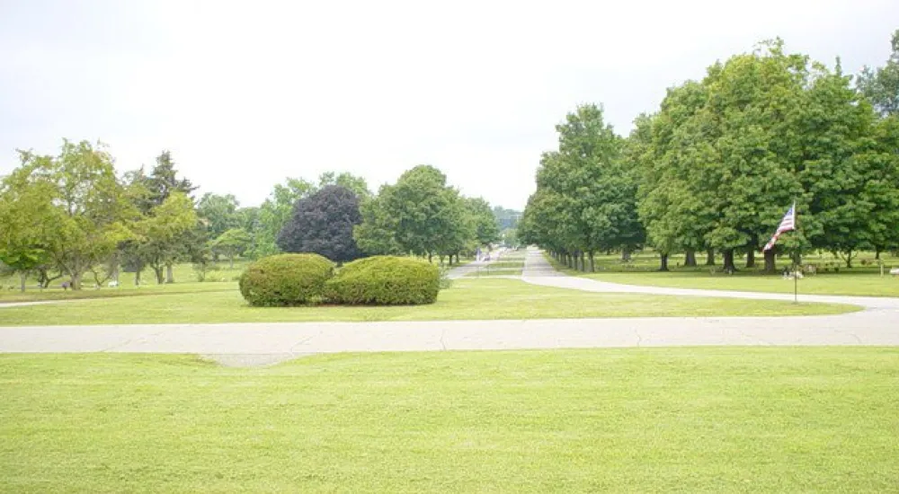 a park with a flag