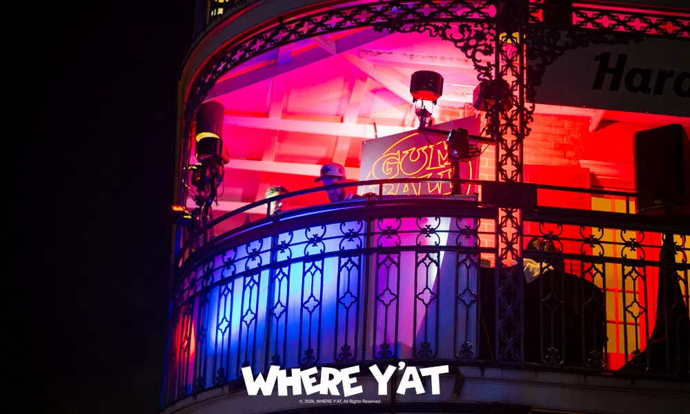 Gumball 3000 party on Bourbon st with Dj's on the balcony of the Royal Sonesta Hotel New Orleans on Saturday, June 6, 2026 with a party at Old Absinth House. 