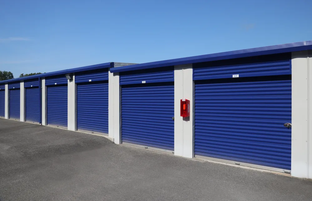 a row of garage doors