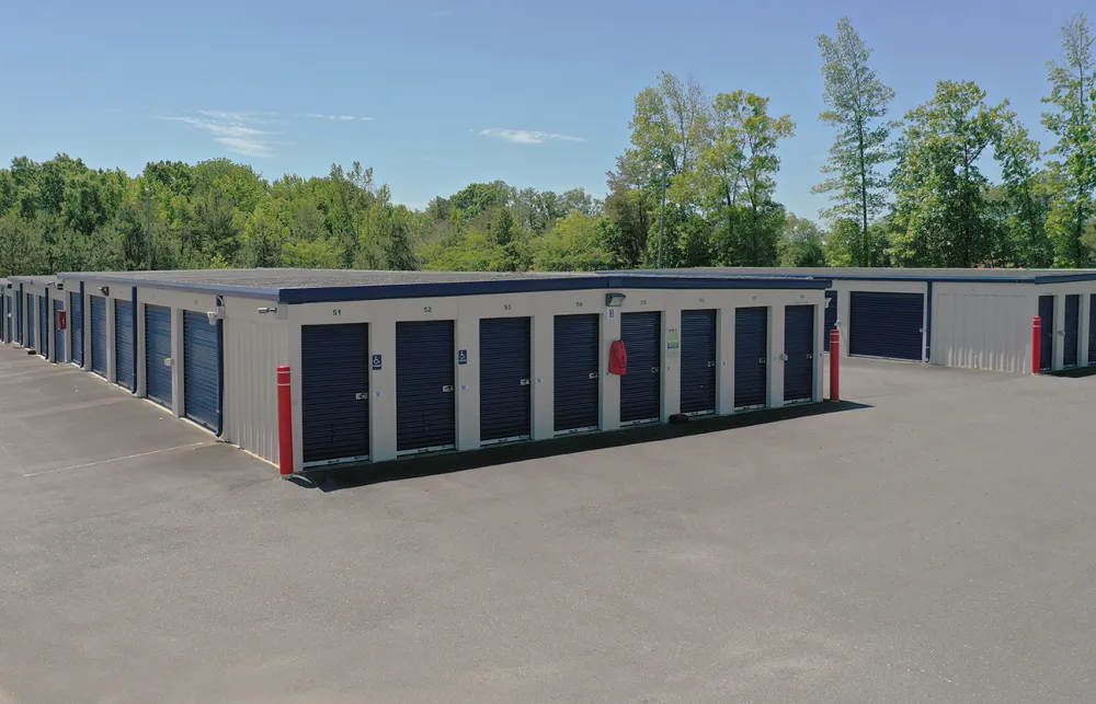 a group of blue and black storage containers