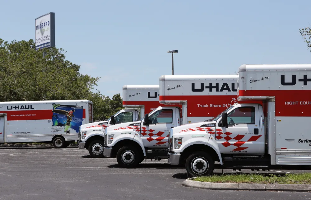 a group of white trucks