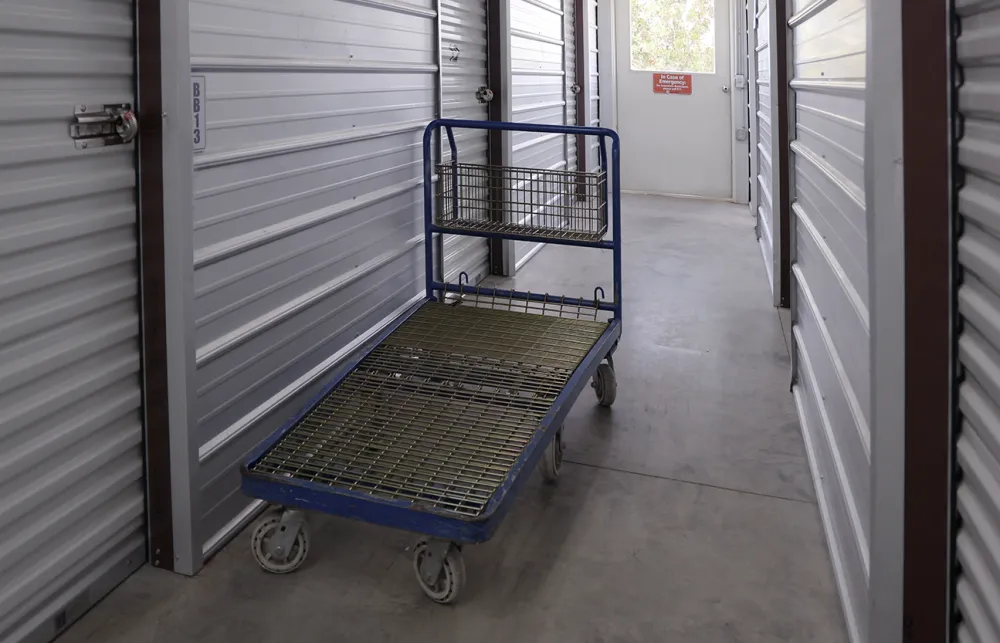 a shopping cart in a room