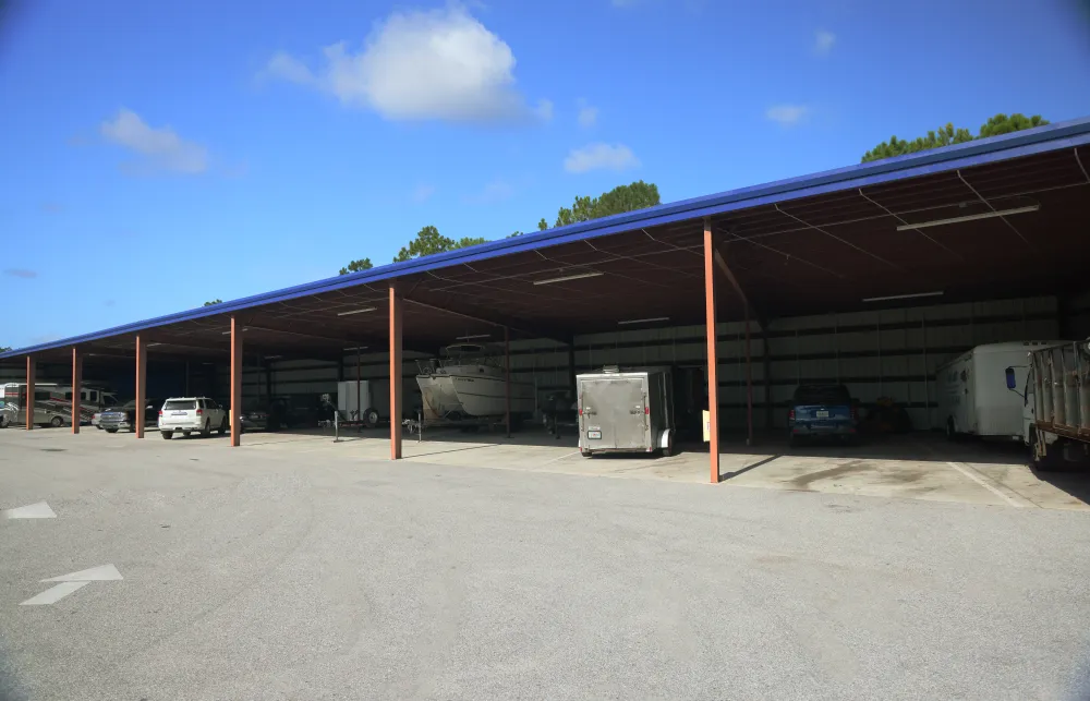 a building with a parking lot