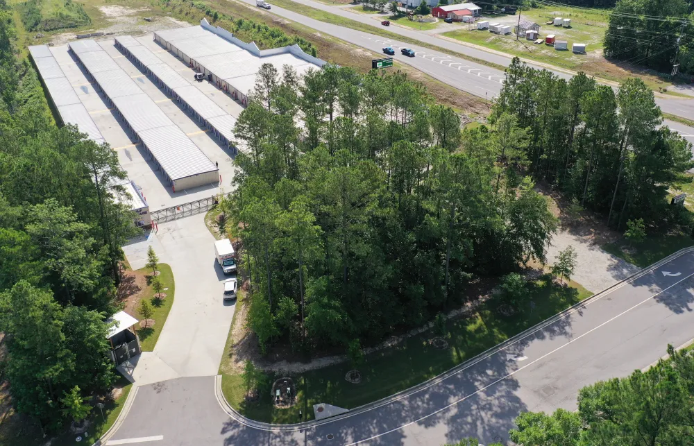 a high angle view of a parking lot