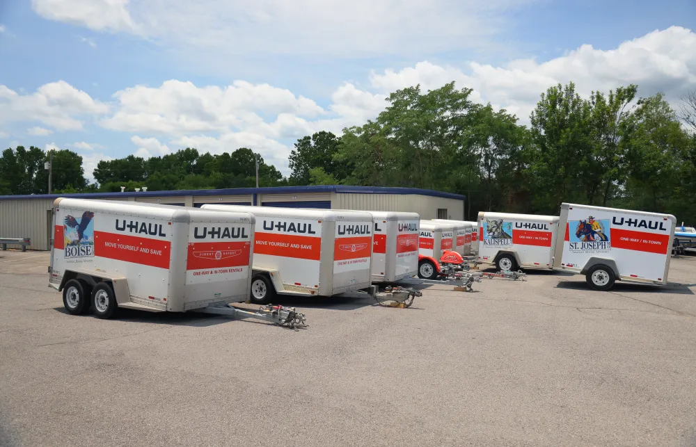 a group of semi trucks parked