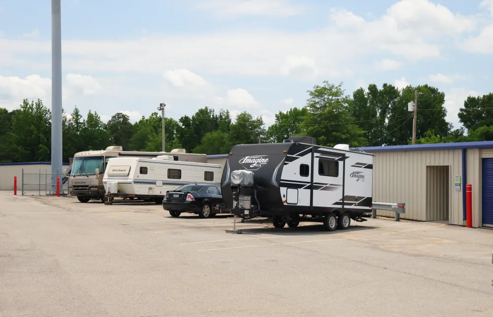 a group of vehicles parked outside