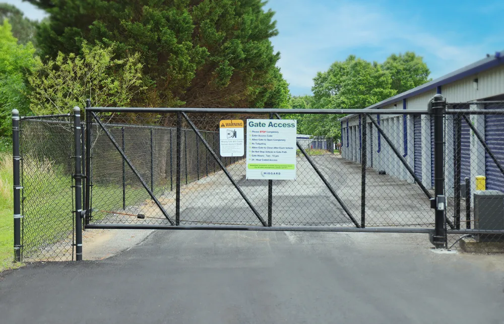 a gate with a sign on it