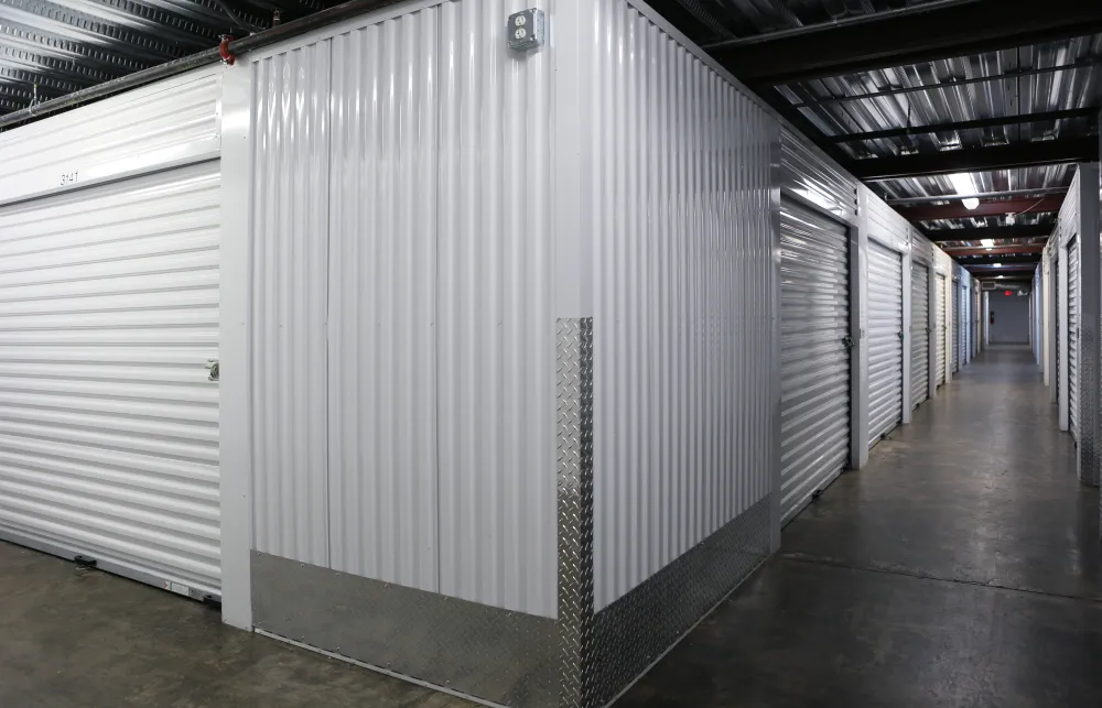 a row of white lockers