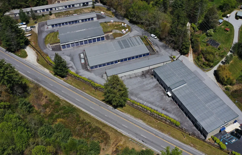 a building with a parking lot