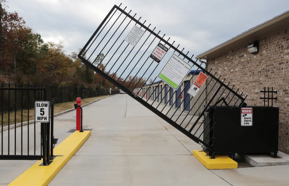 a bridge with signs on it