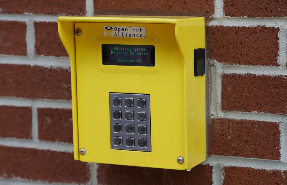 a yellow and black telephone