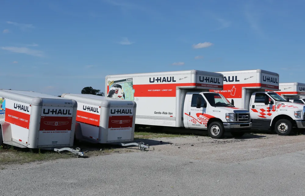 a group of white trucks