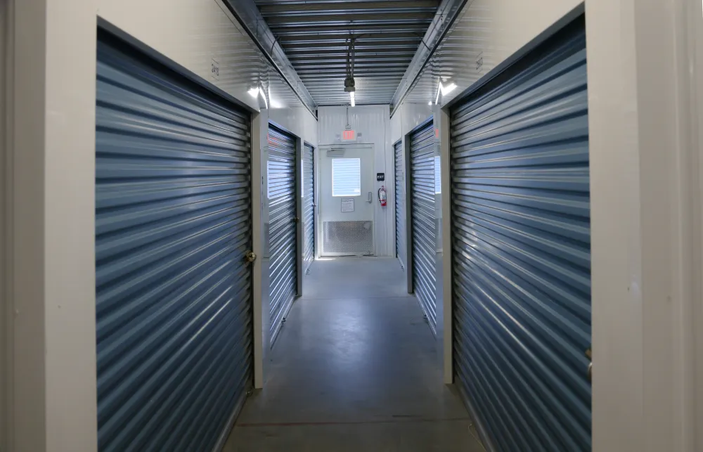 a hallway with doors